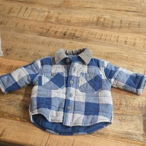 GAP Blue and Cream Plaid Button Down Jacket